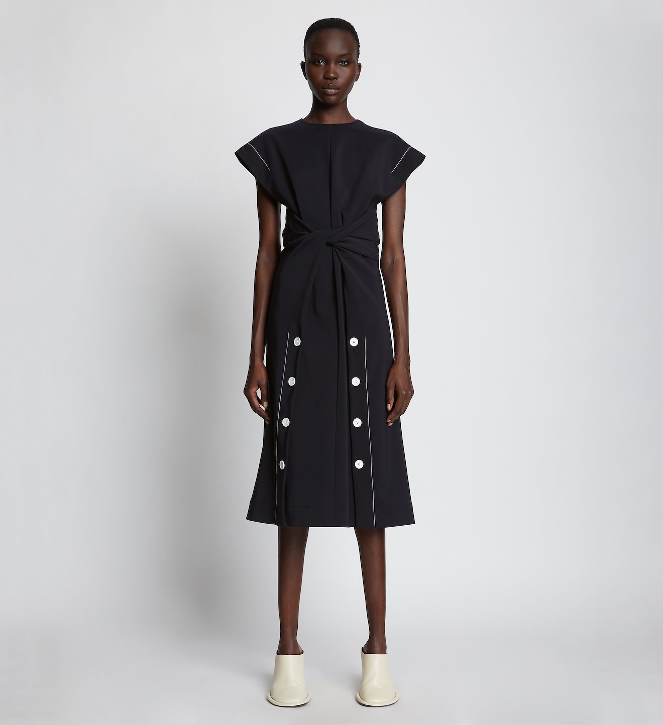 Viscose Gabardine Front Twist Dress
