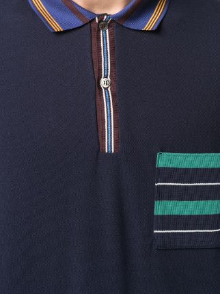 stripe-detailing long-sleeve polo shirt展示图