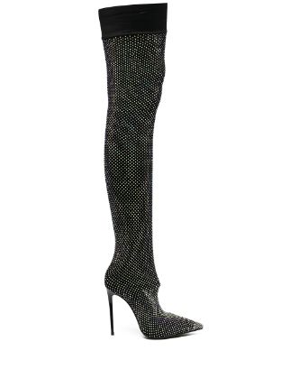 crystal thigh high boots