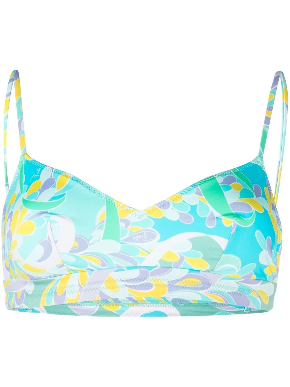 Pucci Graphic-print Bikini Top In Blue
