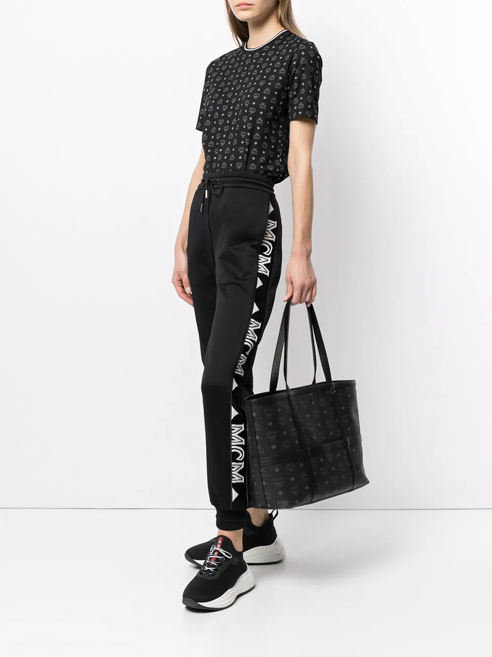 MCM Delmy shopper met monogramprint - Zwart