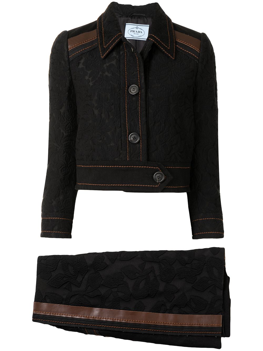 ＜Farfetch＞ Prada Pre-Owned フローラル デニムスカートスーツ - ブラック