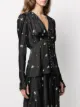 Paco Rabanne floral-embroidered satin blouse