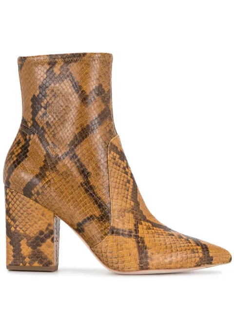 Loeffler Randall snakeskin-effect 90mm Ankle-Length Boots - Yellow