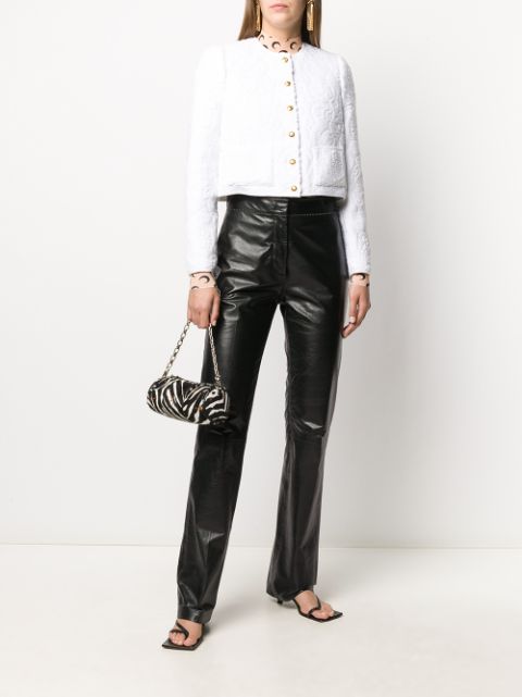 Shop white Marine Serre cropped jacquard jacket with Express Delivery ...