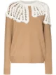 Image 1 of Tibi crochet-detail crew-neck jumper
