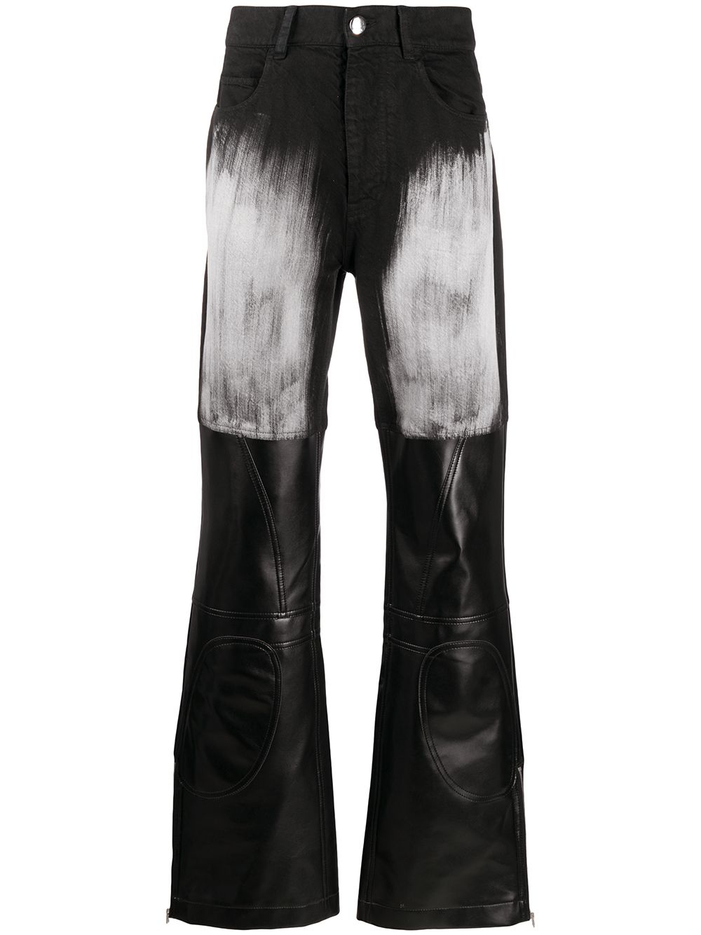 Marni Faux-leather Panel Flared Trousers In Black