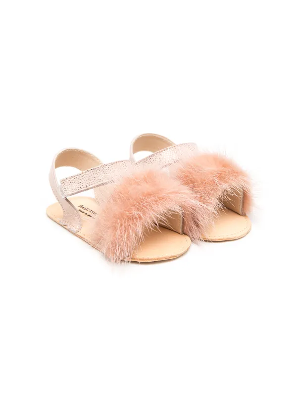 fur strap sandals