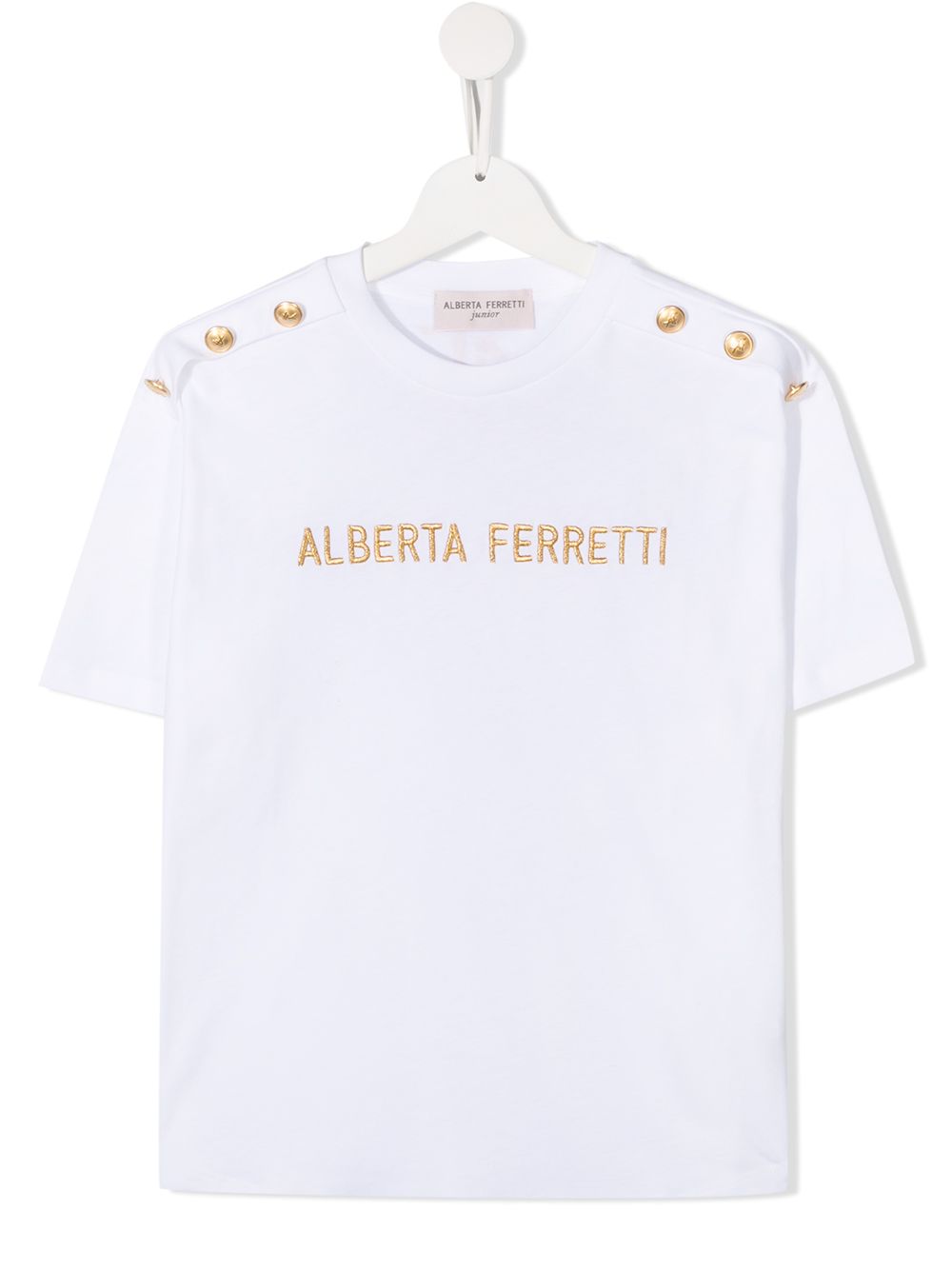 фото Alberta ferretti kids teen embroidered logo t-shirt