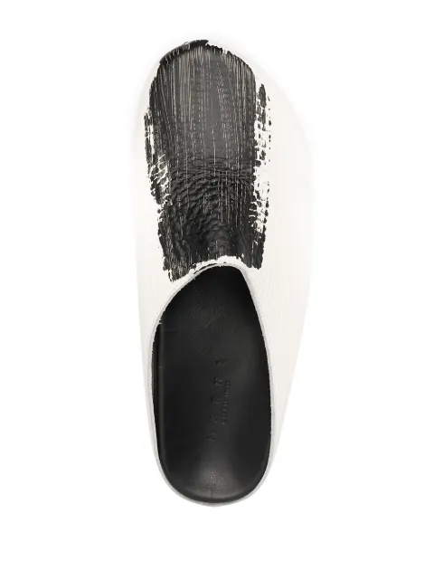 Shop white & black Marni paint-detail slippers with Express Delivery - Farfetch