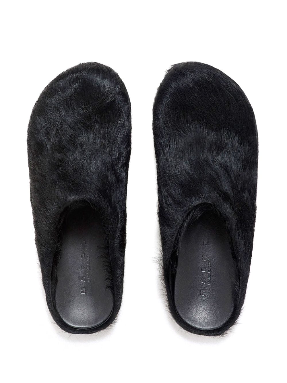 Shop Marni Fussbet Sabot Calf-hair Slippers In Black