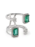 Stefere 18kt white gold diamond emerald ring - Silver