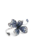 Stefere 18kt white gold diamond sapphire flower ring - Silver