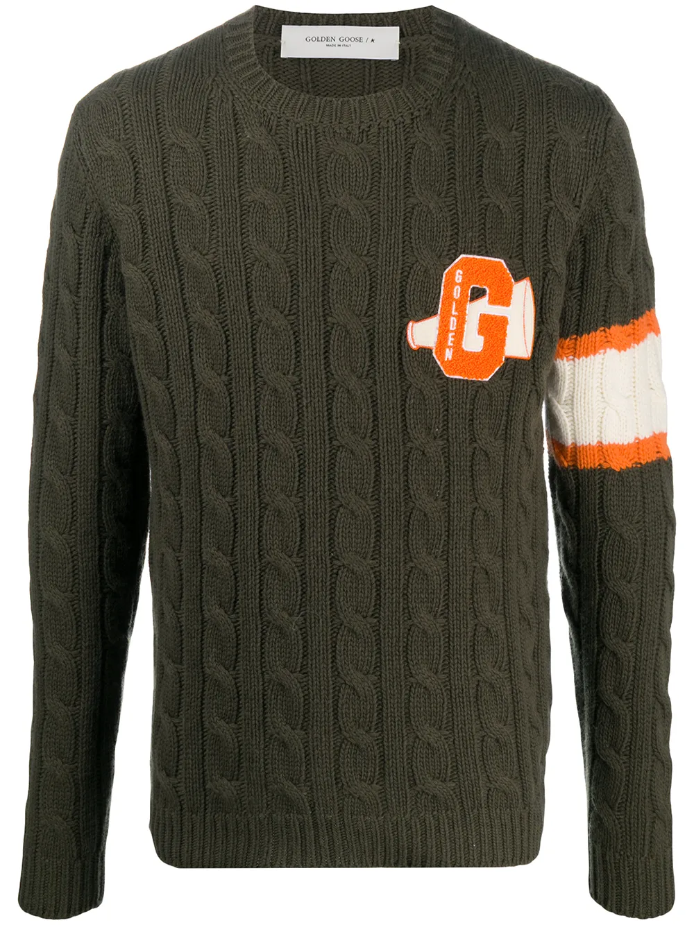 Click to view more detailed imagery on our partner's website Golden Goose Logo-patch Cable-knit Jumper In Green