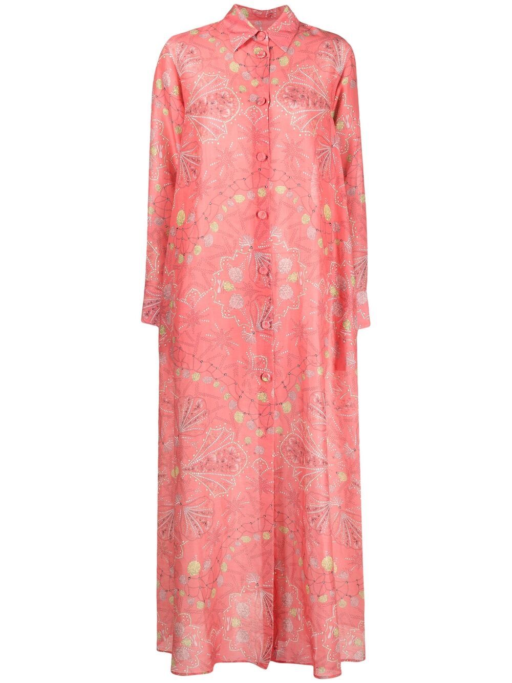 Emilio Pucci Conchiglie Print Chemisier Maxi Dress In Pink