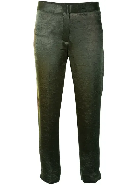 crinkled satin trousers