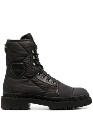 Black quilted combat boots Clearance