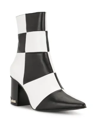 checkerboard point-toe ankle boots展示图