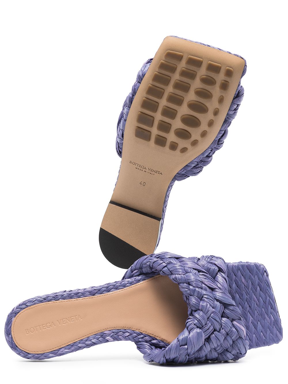 Shop Bottega Veneta Intrecciato Square Toe Slide Sandals In Purple
