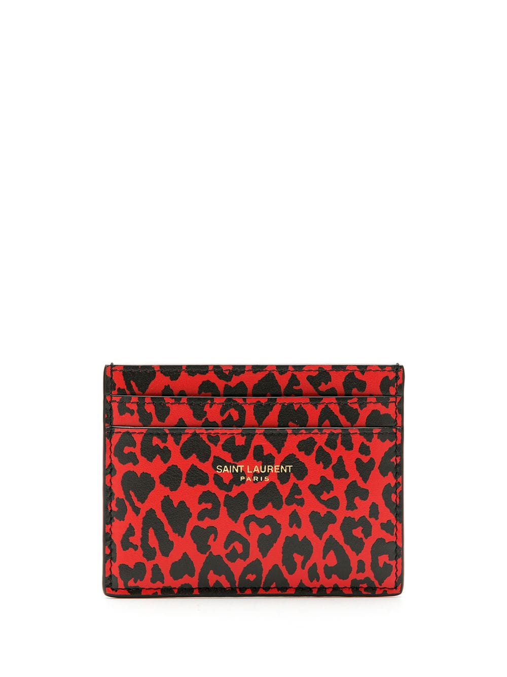 Saint Laurent Leopard-print Cardholder In Red