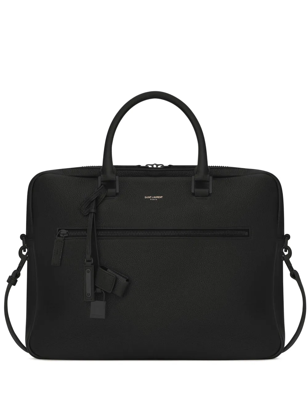 Saint Laurent Logo-stamp Briefcase In Black