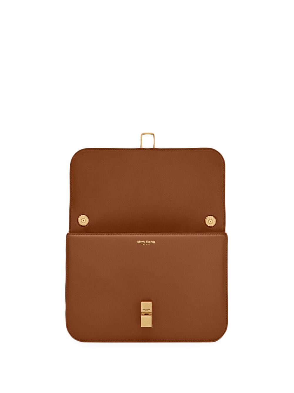 Shop Saint Laurent Debossed-logo Crossbody Bag In Brown
