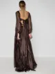 Maria Lucia Hohan Zeena V-neck metallic flared gown