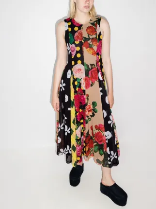 patchwork sleeveless midi dress展示图