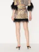 Halpern leopard print feather-trim miniskirt