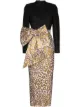 Image 1 of Halpern leopard print panelled long dress