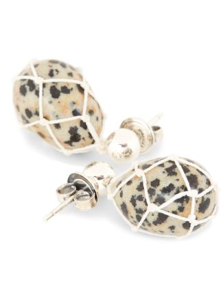 jasper stone dalmatian pendant earrings展示图