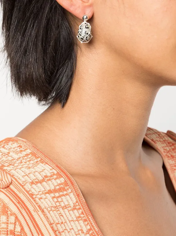 Bottega Veneta Jasper Stone Dalmatian Pendant Earrings Farfetch - Stone Pendant Earrings