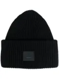 Acne Studios face-patch ribbed knit beanie - Black