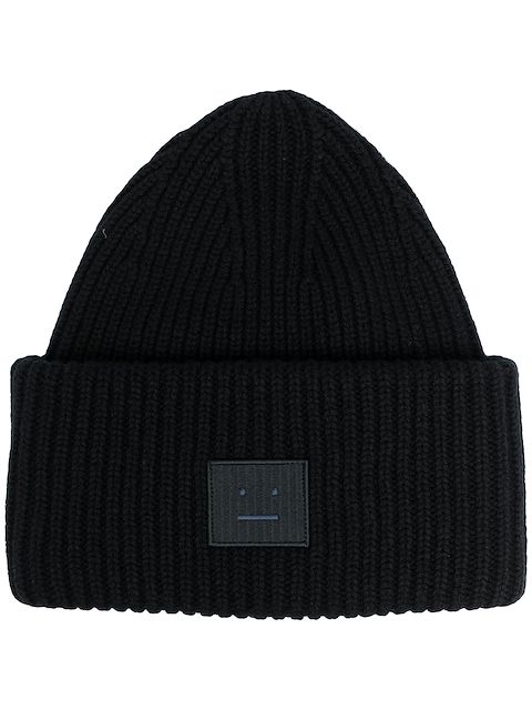 Acne Studios face-patch ribbed knit beanie
