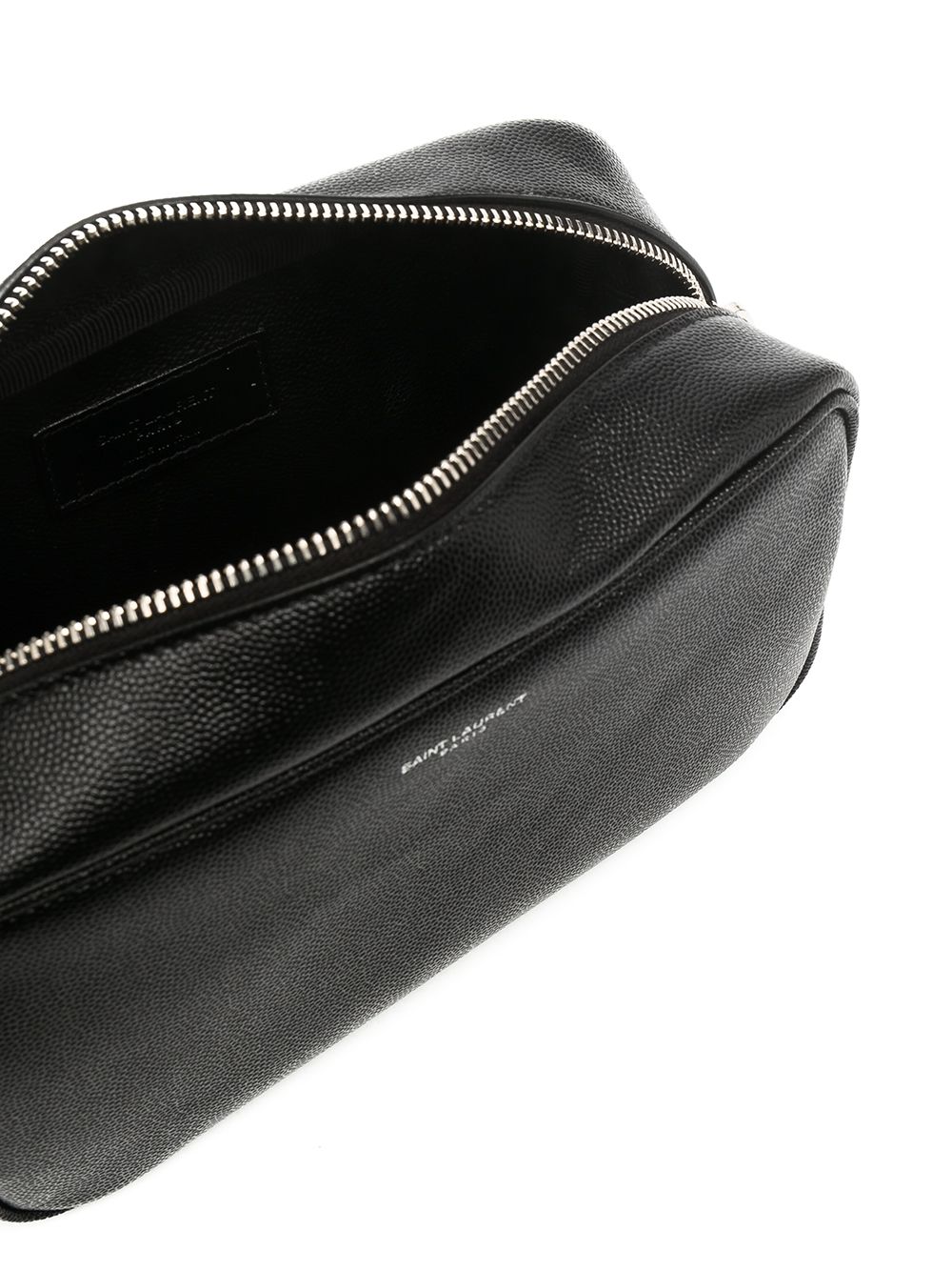 Shop Saint Laurent Small Leather Wash Bag In Black