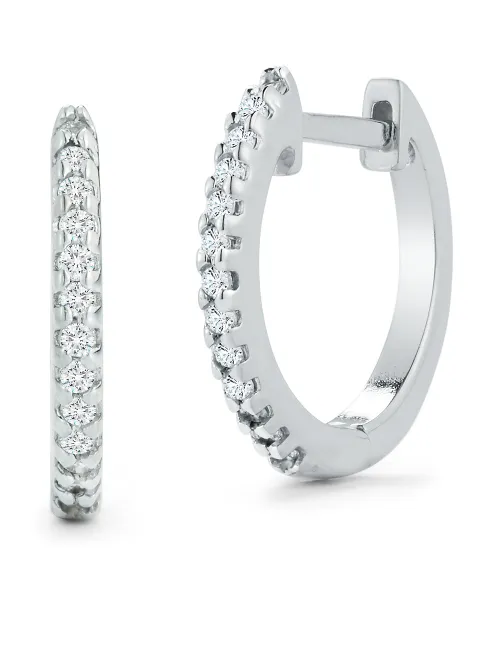 Anneaux 10 mm en or blanc 14ct ornés de diamants - Mateo - Modalova