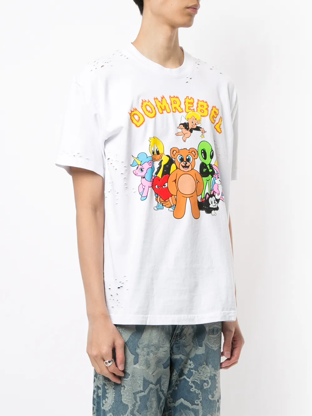  Domrebel T Shirt Mit humper Peace Print   Weiß 