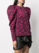 Gina animal-stripe puff-sleeve blouse