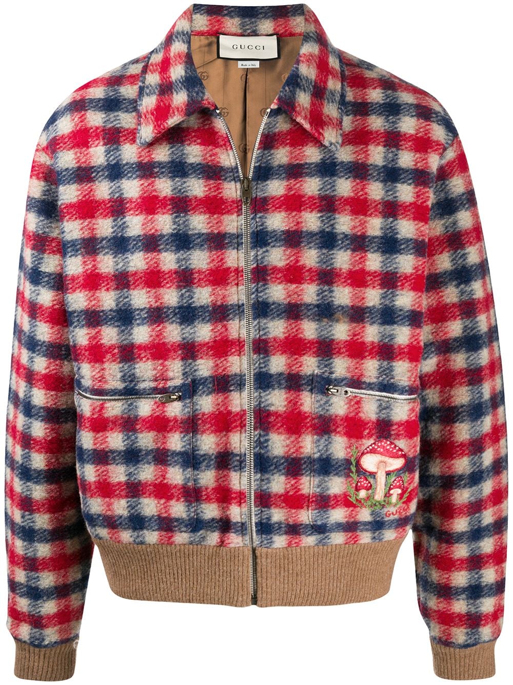 фото Gucci клетчатая куртка с вышивкой