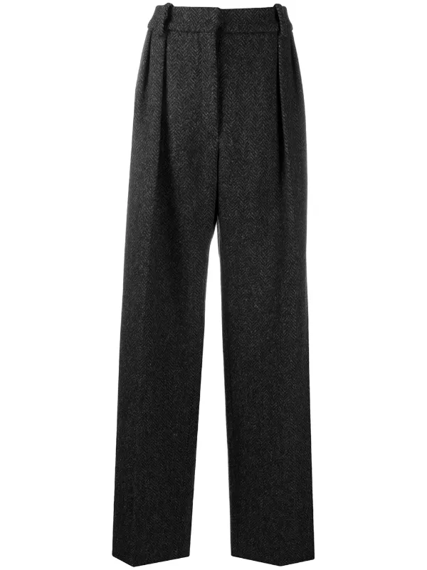 Valentino Garavani Tailored Herringbone Trousers in Grey