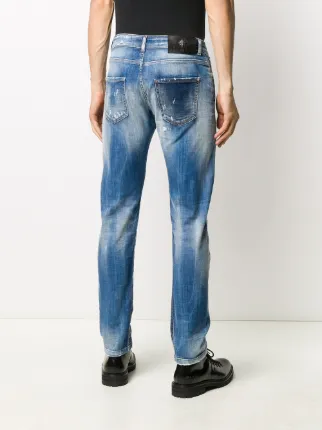 bleach wash distressed jeans展示图