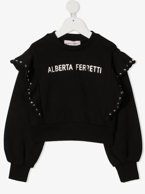 Alberta Ferretti Kids logo-print rockstud-detail sweatshirt