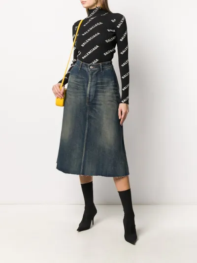 Balenciaga A-line denim skirt blue | MODES