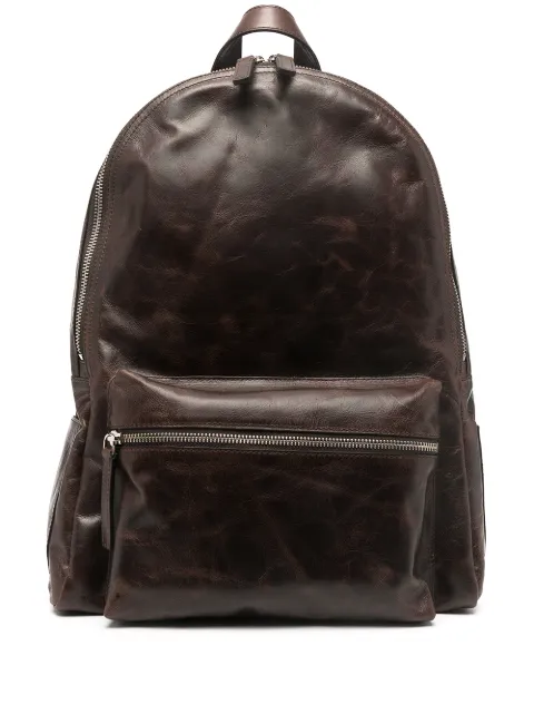 Orciani cracked-effect leather backpack