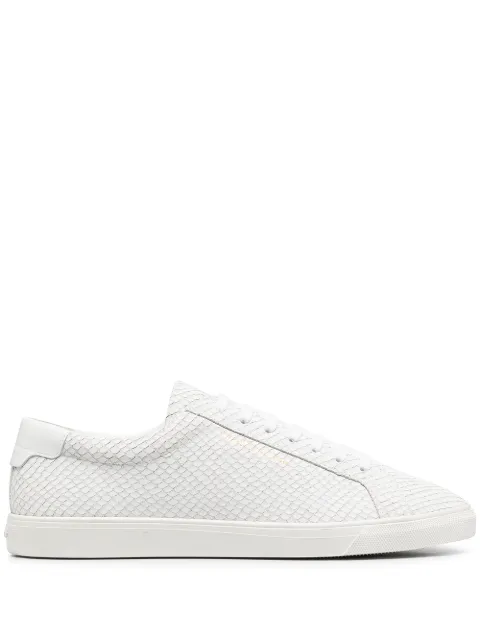 Saint Laurent Tênis cano baixo com efeito de pele de cobra