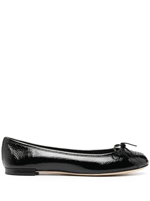 Gucci high-shine bow ballerina shoes