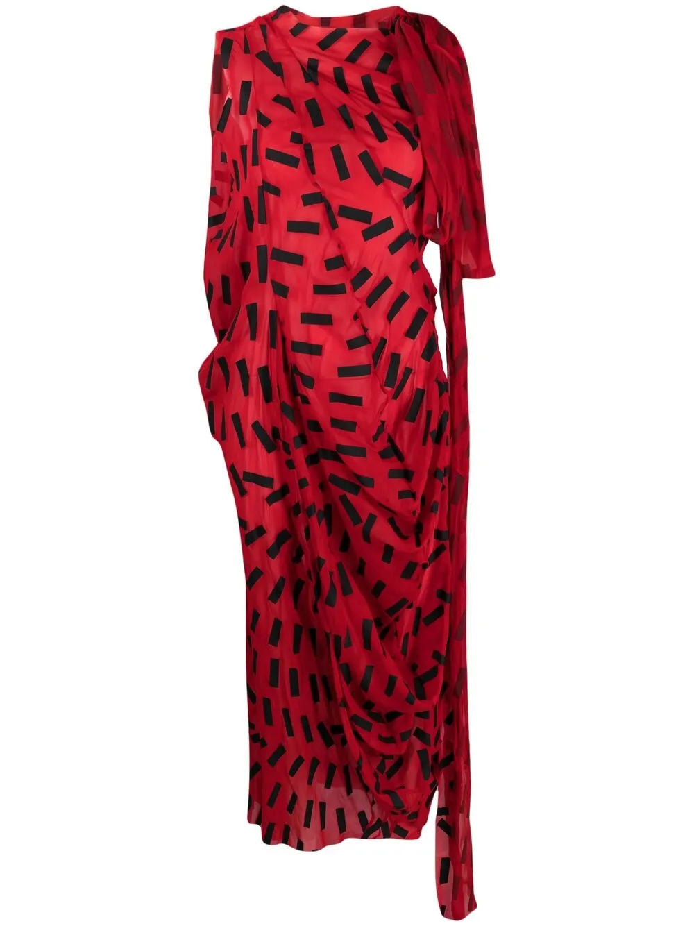 Maison Margiela Tape Gathered Dress In Red