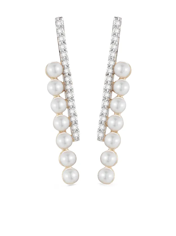Mateo 14kt Yellow Gold Diamond Pearl Bypass Earrings