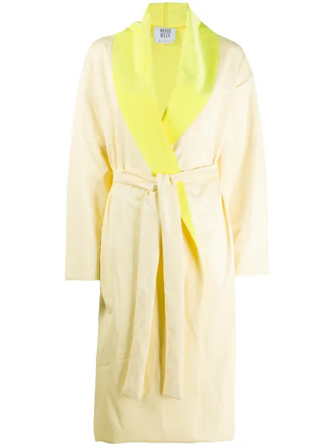 belted satin-finish coat