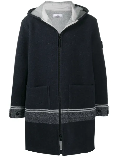 Stone Island معطف قصير مخطط بملمس مميز